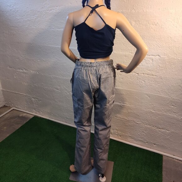 NWT Designer Culinary Apparel Chef Code Black White Checkered Drawstring Pants M - Picture 4 of 14